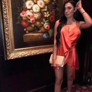 Orange Satin Tie Dress